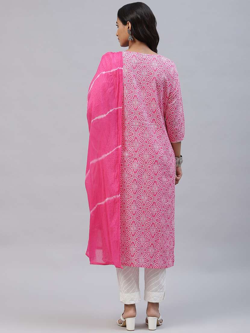 bandhani kurta pant set with dupatta  - 18518761 -  Standard Image - 2