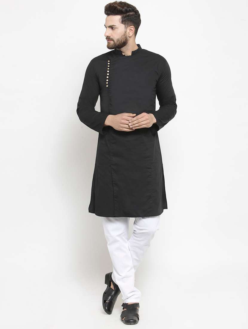 black solid long kurta