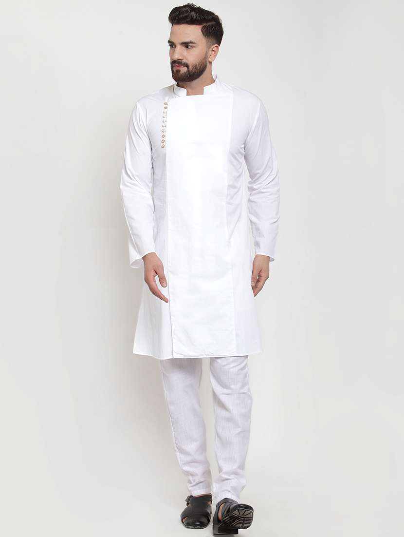 white solid long kurta
