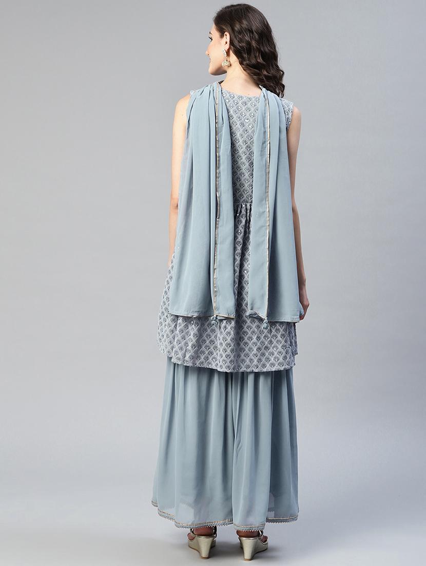 chikankari kurta sharara set with dupatta - 18518928 - Standard Image - 2