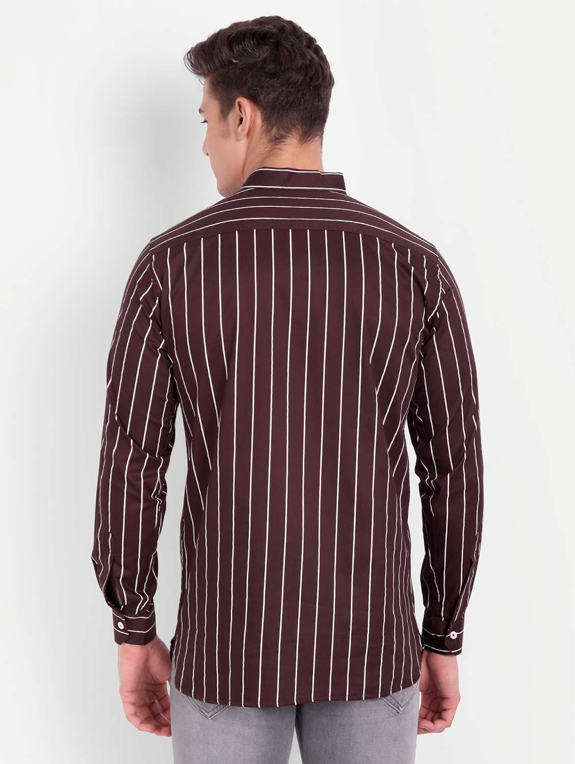 brown striped short kurta - 18519114 -  Standard Image - 2