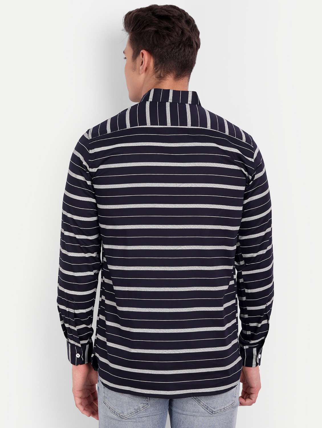 navy blue striped short kurta - 18519116 -  Standard Image - 2