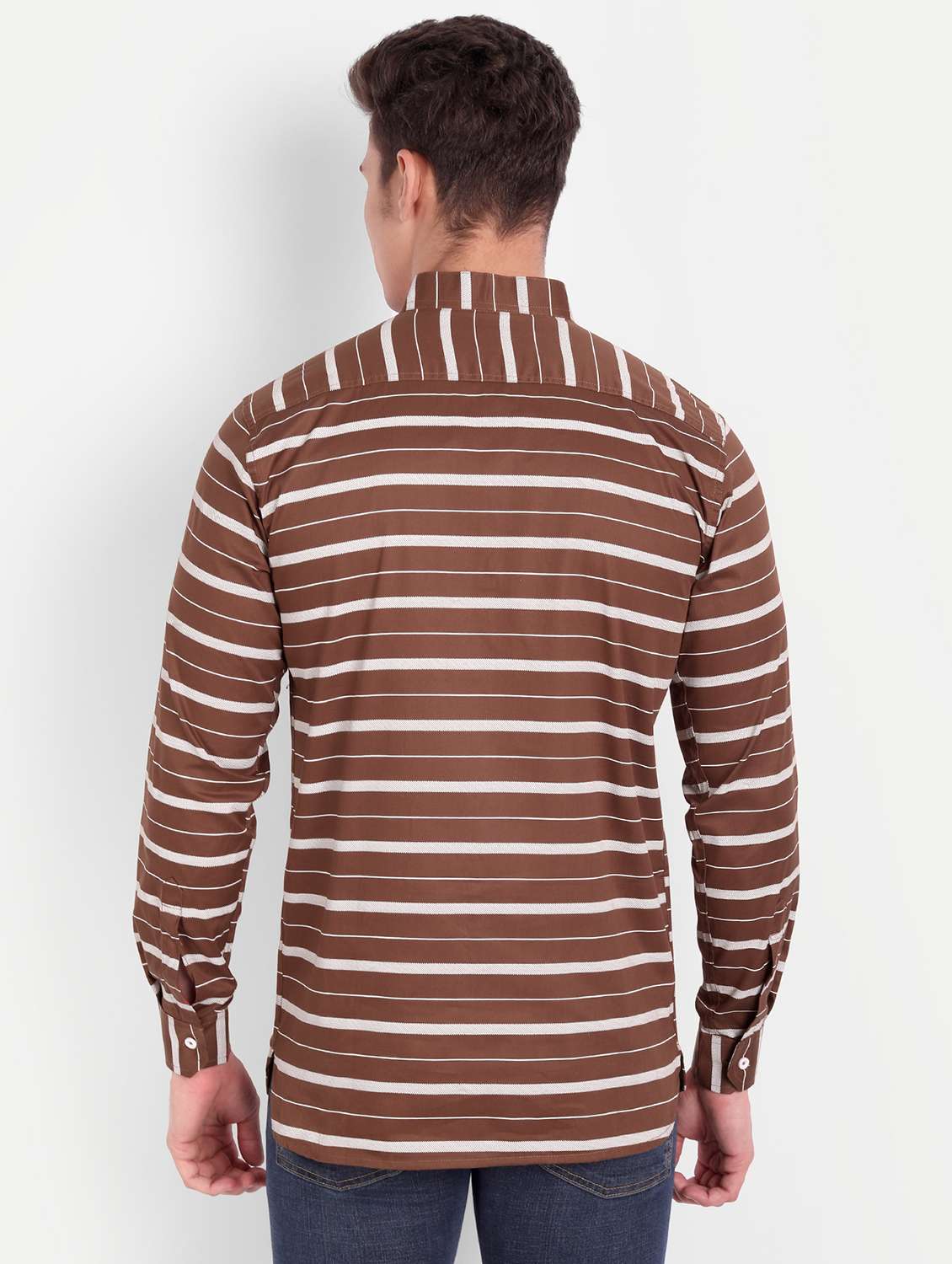 brown striped short kurta - 18519118 -  Standard Image - 2
