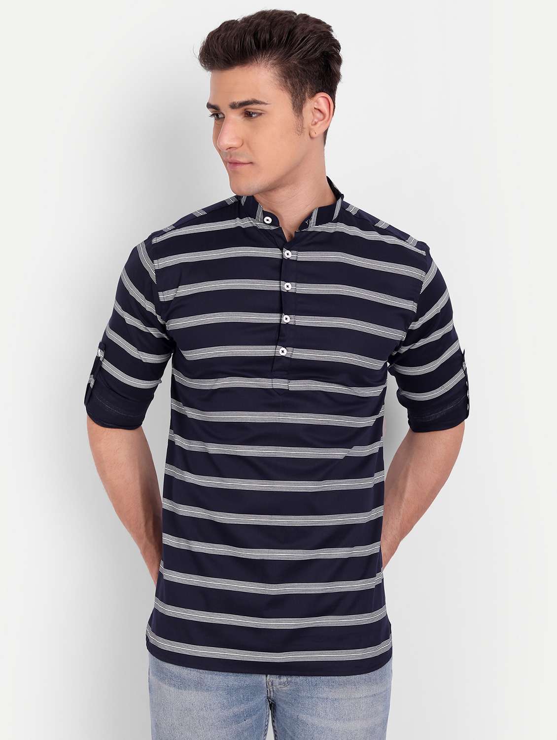 navy blue cotton short  kurta