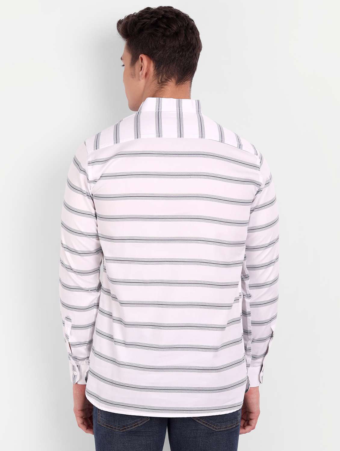 white striped short kurta - 18519120 -  Standard Image - 2
