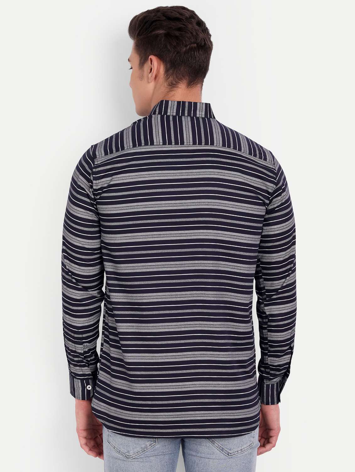 navy blue striped short kurta - 18519122 -  Standard Image - 2