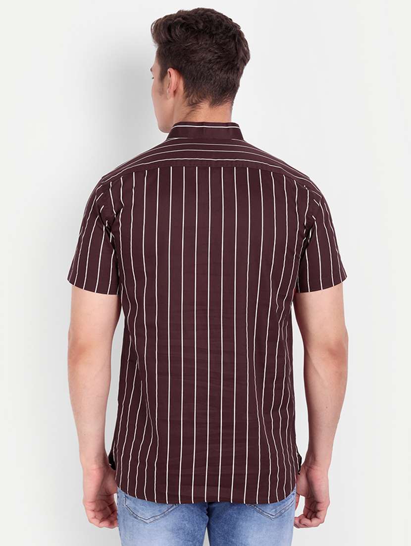 brown striped short kurta - 18519127 -  Standard Image - 2