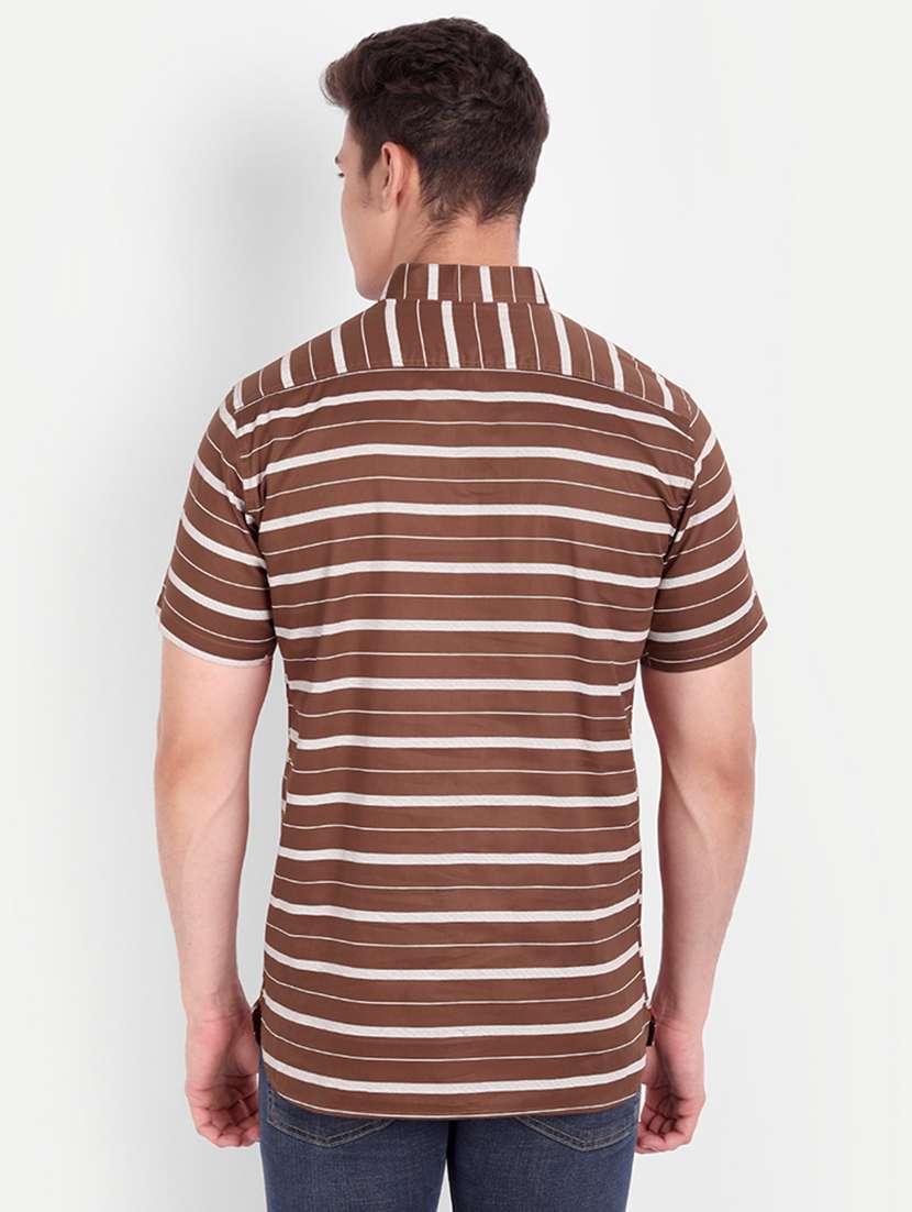 brown striped short kurta - 18519128 -  Standard Image - 2