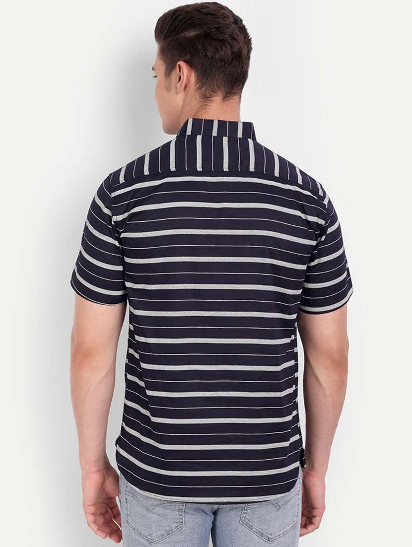navy blue striped short kurta - 18519130 -  Standard Image - 2