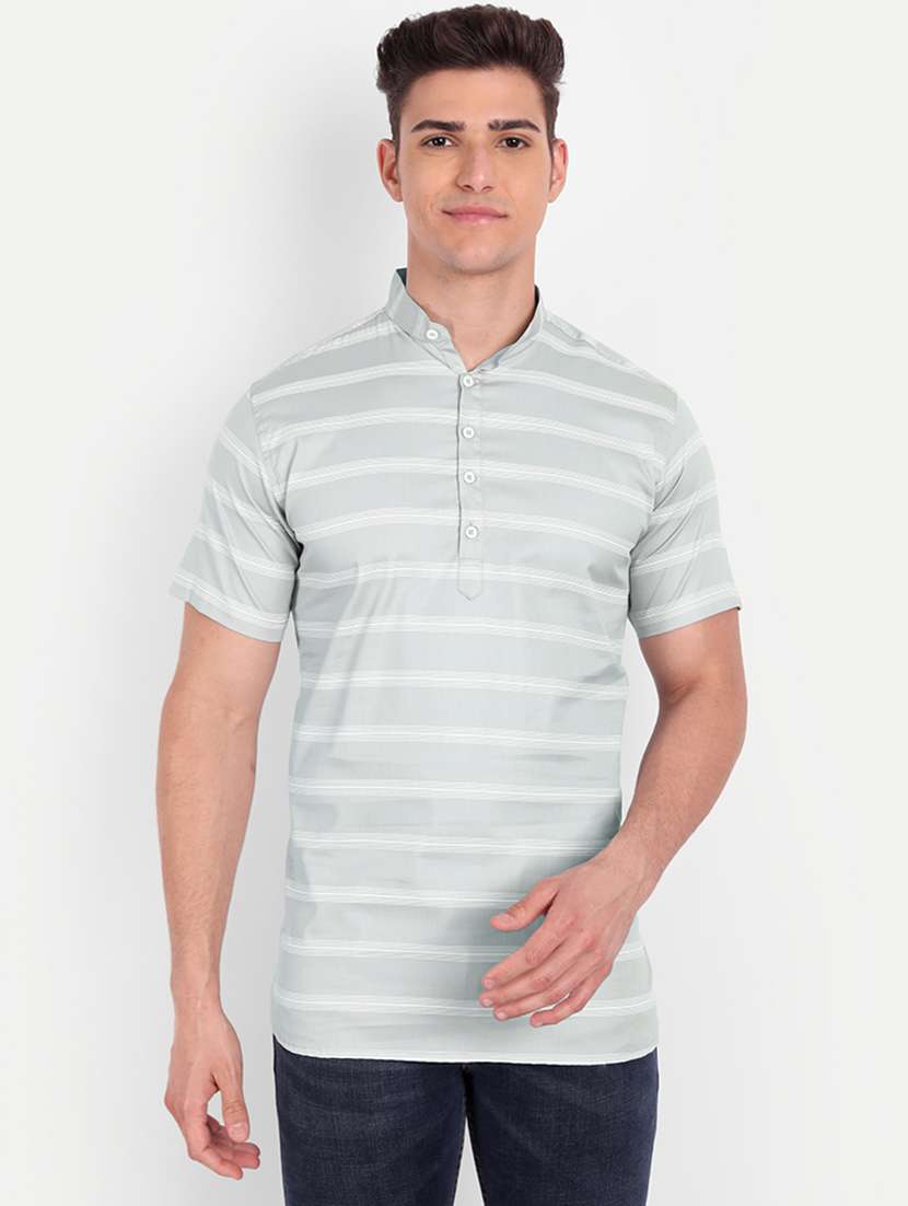 green striped short kurta