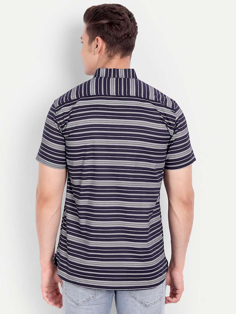 navy blue striped short kurta - 18519135 -  Standard Image - 2