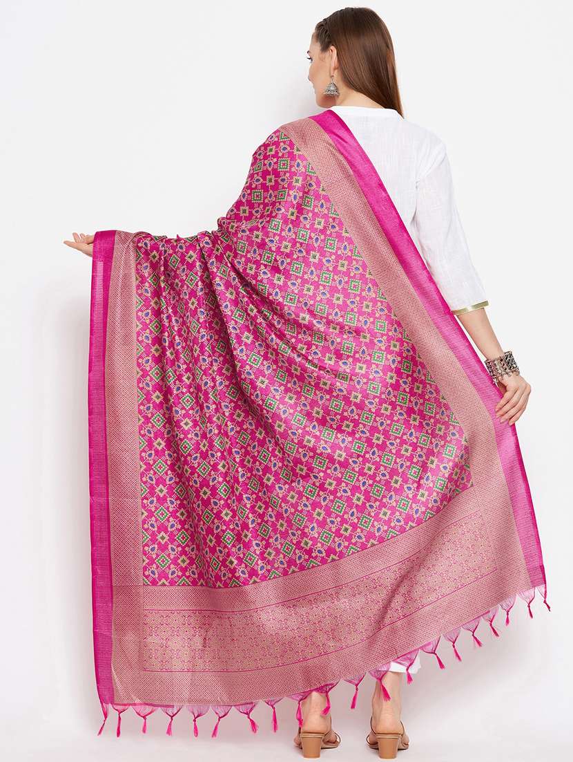 magenta printed banarasi dupatta - 18519282 -  Standard Image - 2