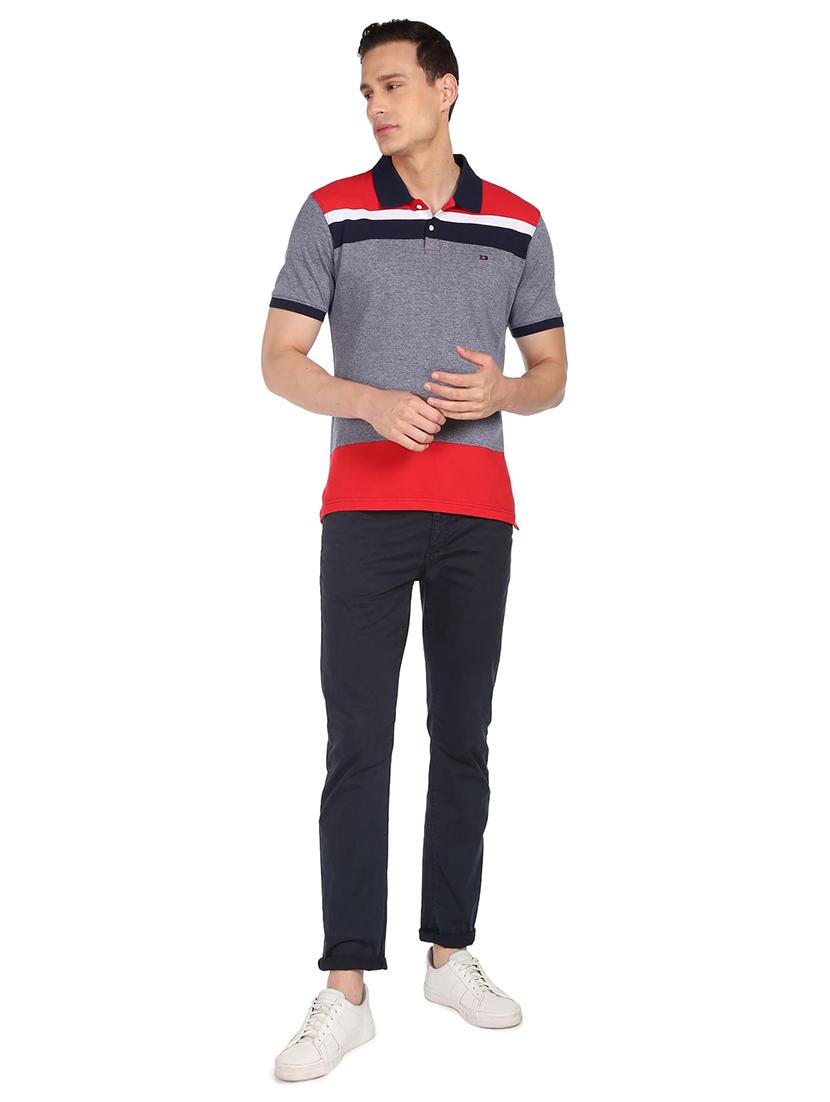 multi colored color blocked polo t-shirt - 18519385 - Standard Image - 2