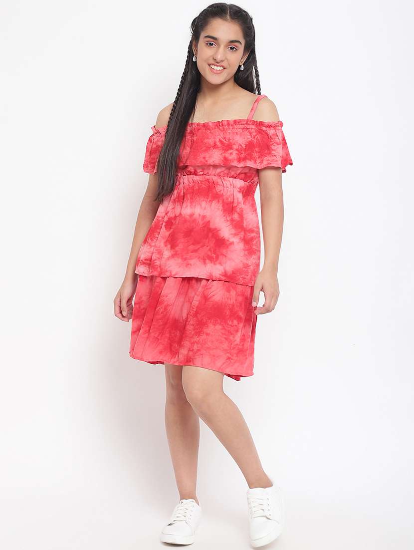 girls off shoulder short sleeves frock