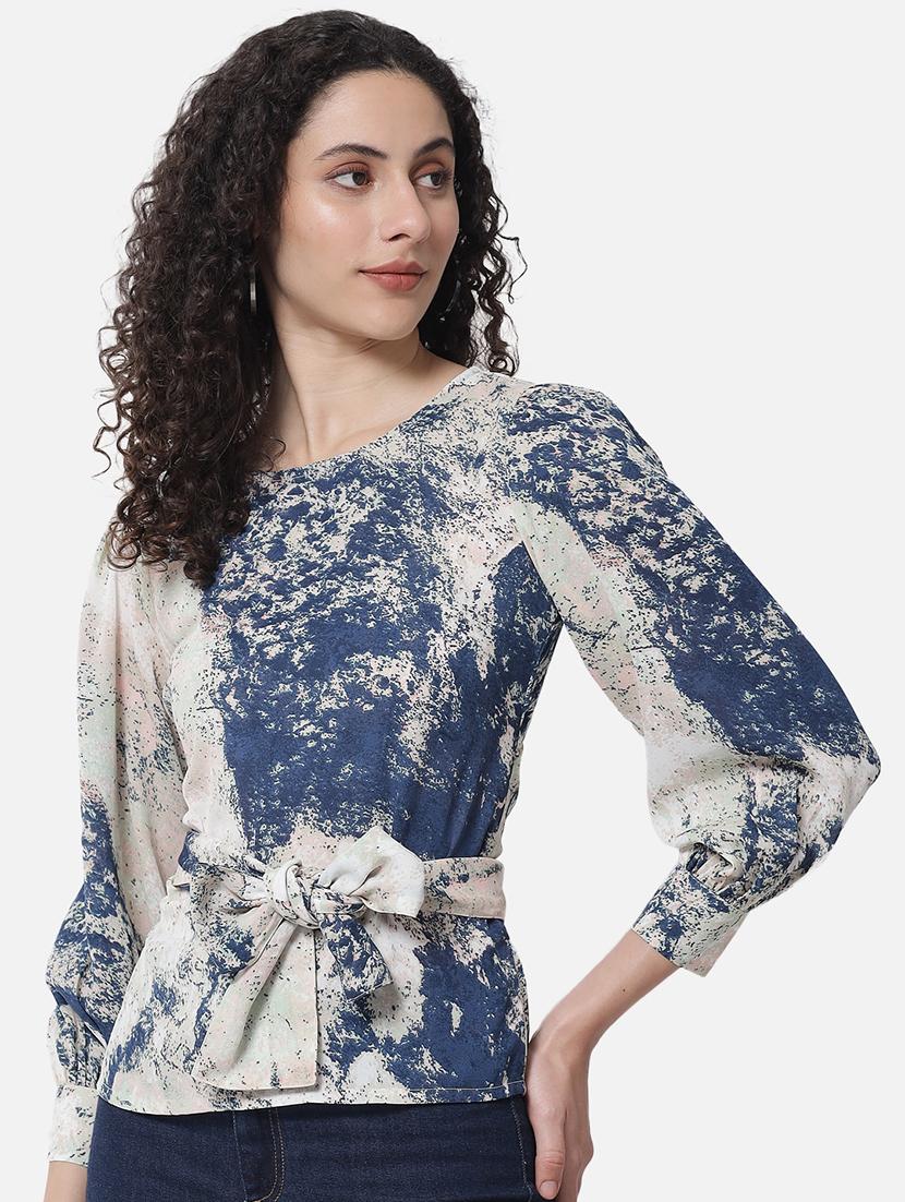 women abstract print tie up top  - 18519542 -  Zoom Image - 0