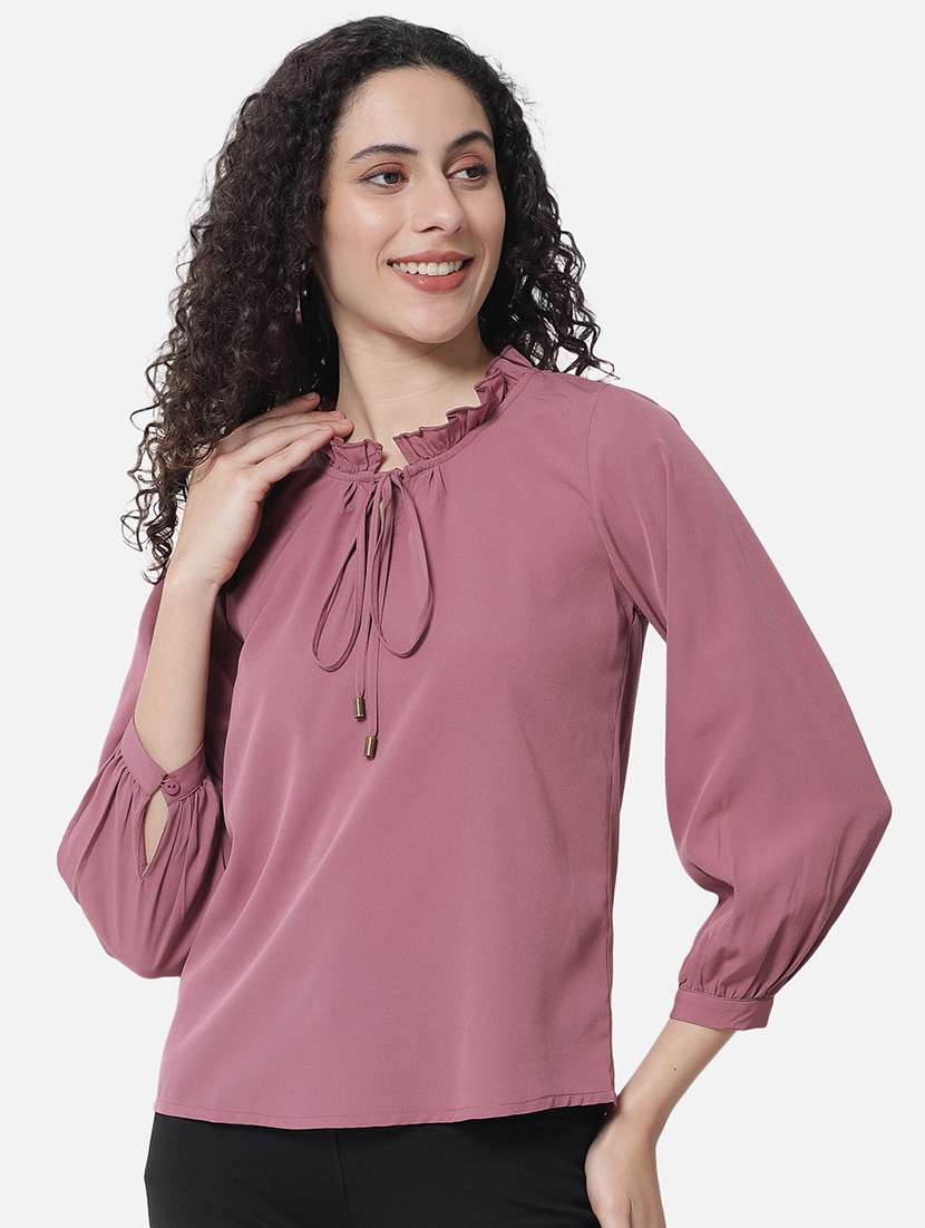 women's straight tie-up neck top