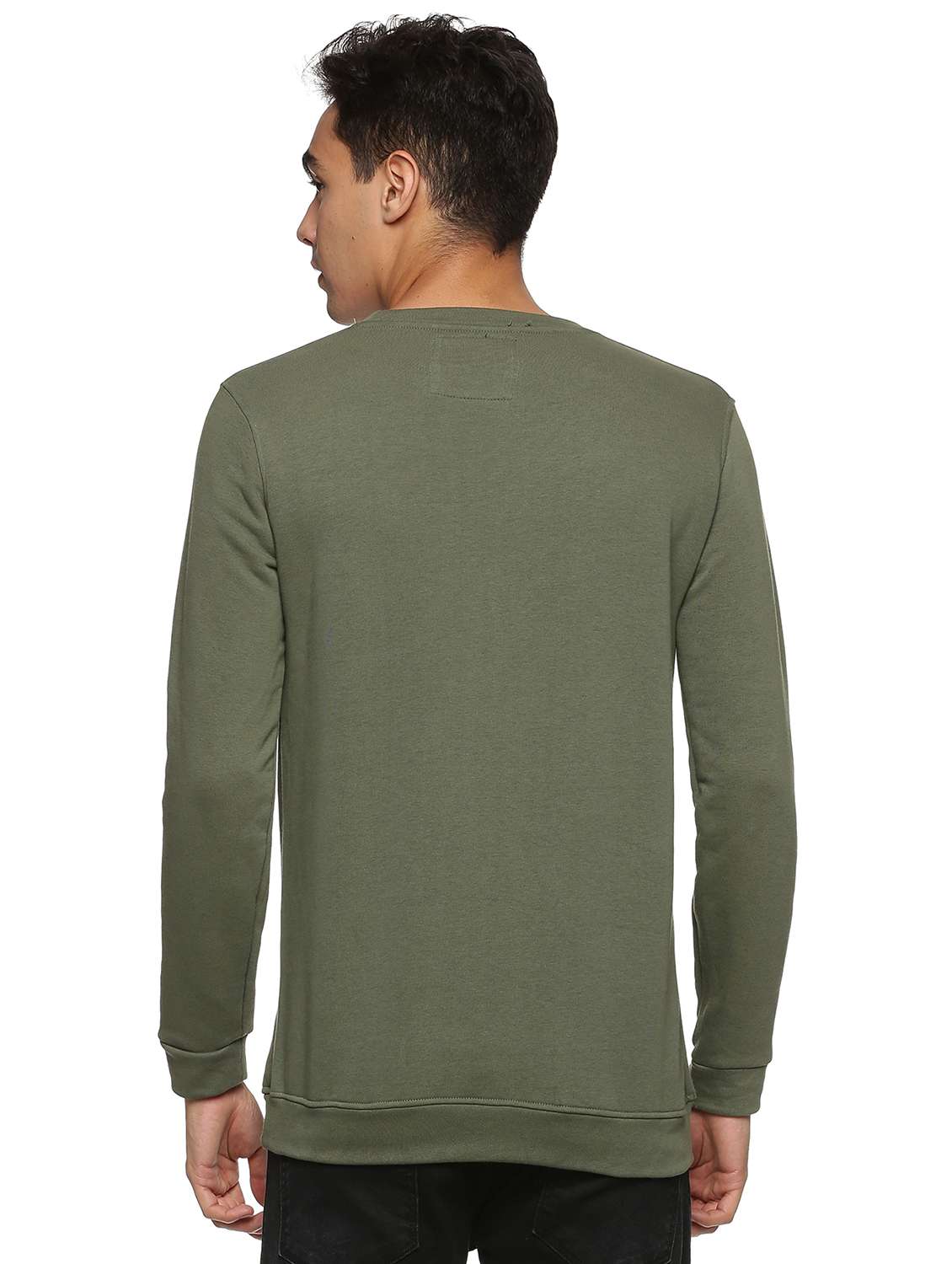 olive green solid sweatshirt - 18519778 - Standard Image - 2