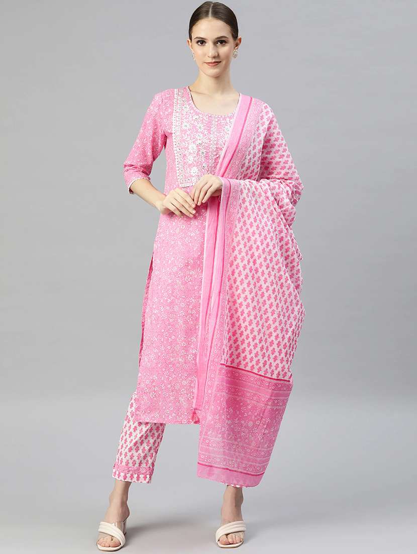 floral kurta pant set with dupatta 