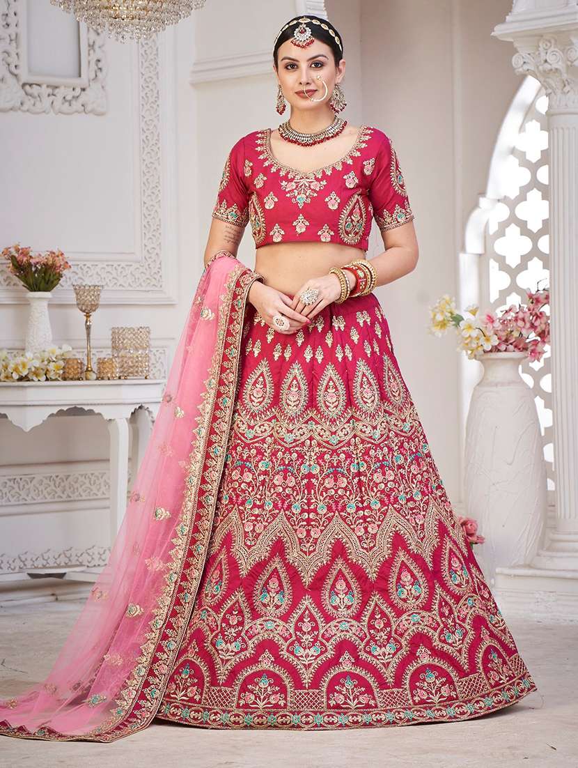 embroidered semi-stitched lehenga choli with dupatta