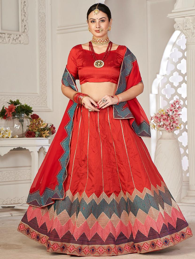 embroidered semi-stitched lehenga choli with dupatta - 18520167 - Zoom Image - 0