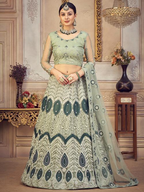 embroidered semi-stitched lehenga choli with dupatta - 18520172 -  Standard Image - 0