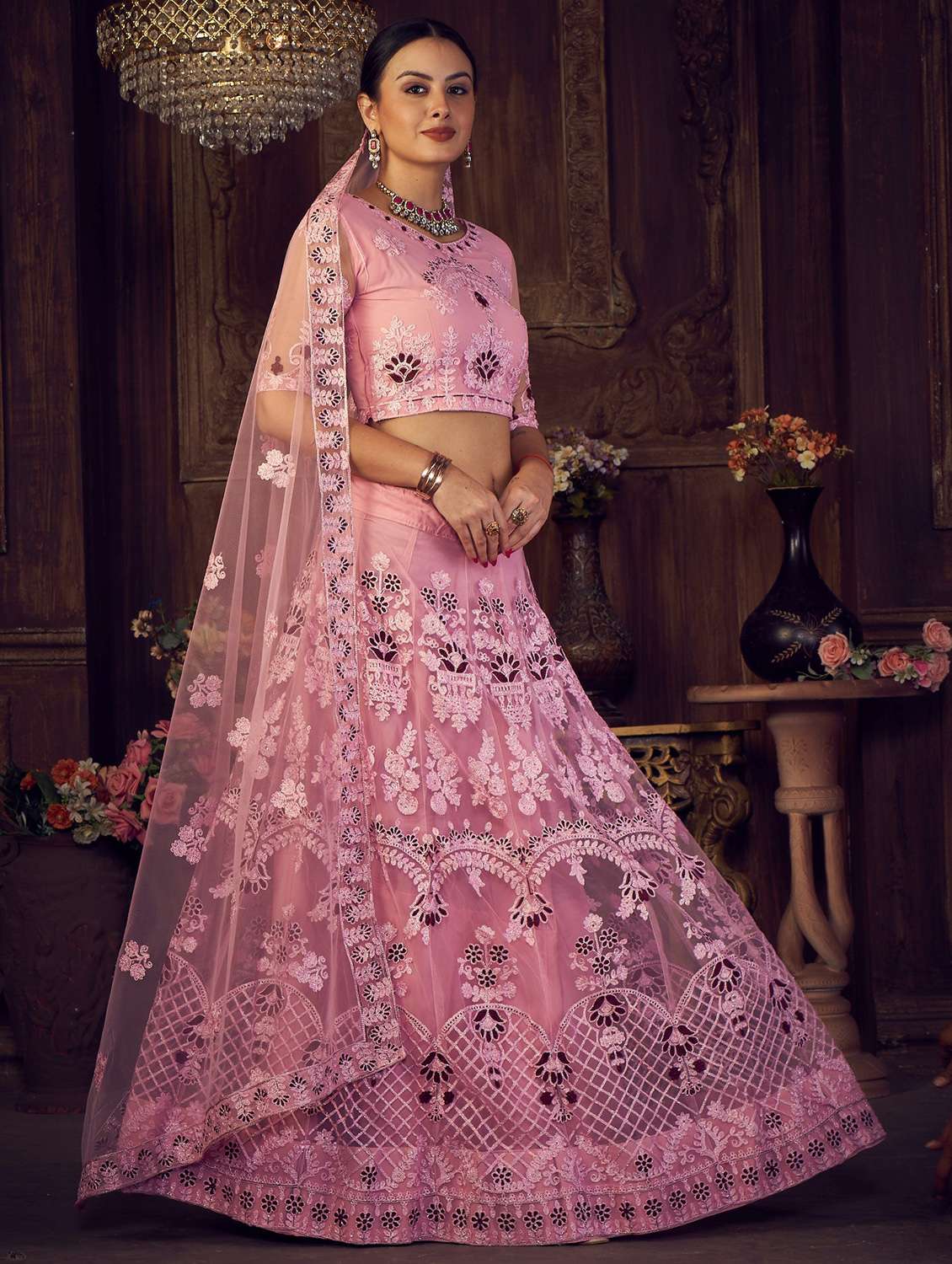 Embroidered Semi Stitched Lehenga Choli With Dupatta