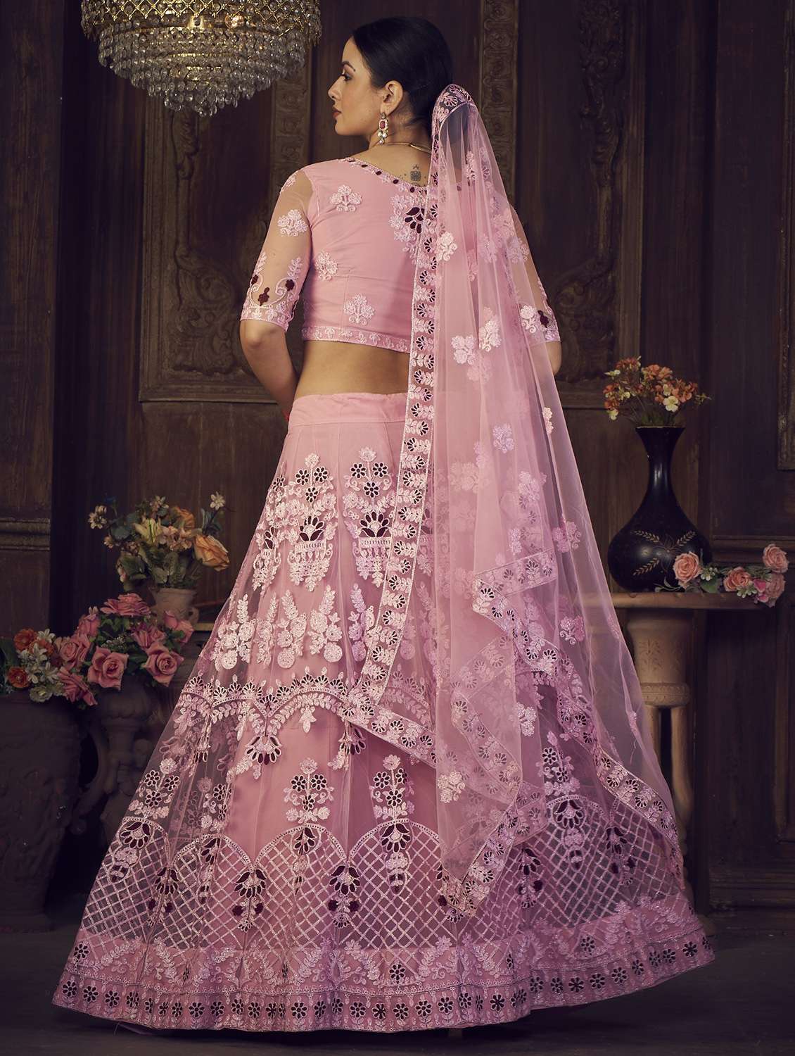 Embroidered Semi Stitched Lehenga Choli With Dupatta