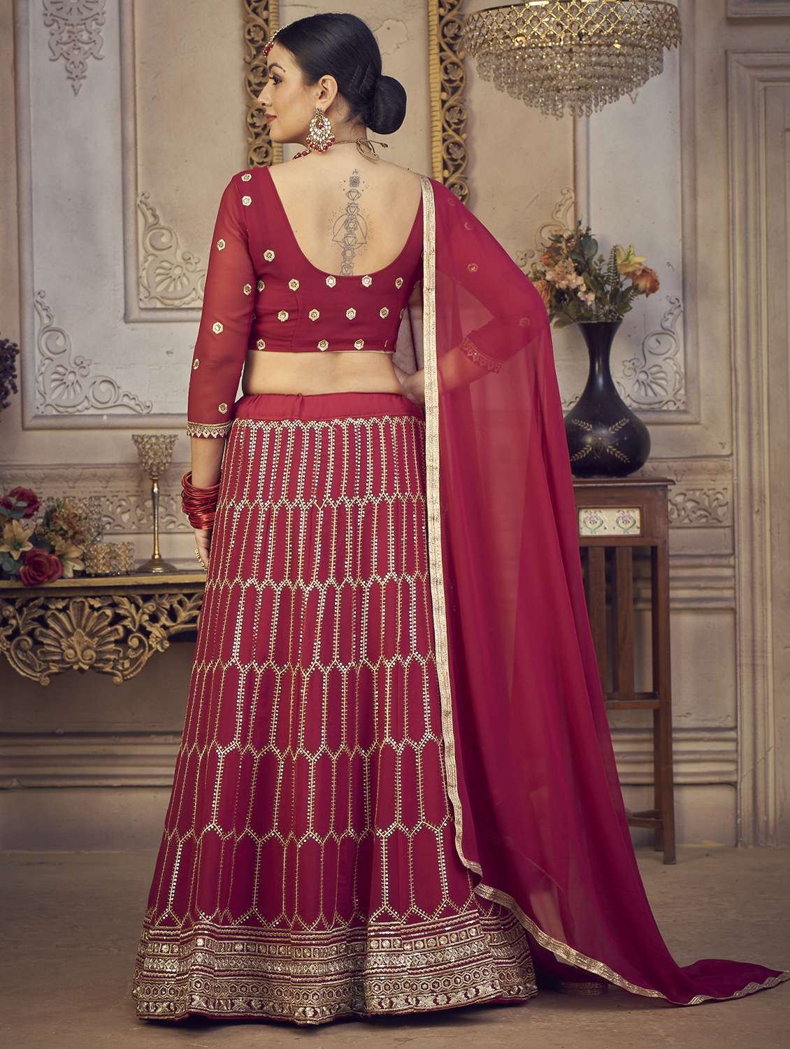 sequined semi-stitched lehenga choli with dupatta - 18520175 -  Standard Image - 2