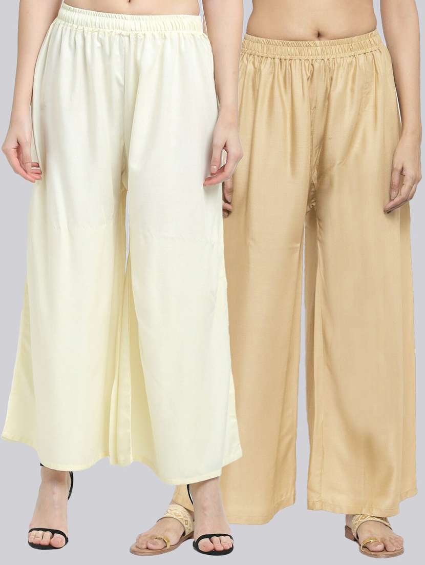 pack of 2 mid rise solid palazzo - 18520470 - Zoom Image - 0