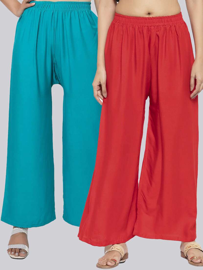 pack of 2 solid flared palazzo