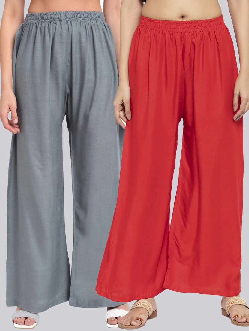 pack of 2 solid flared palazzo