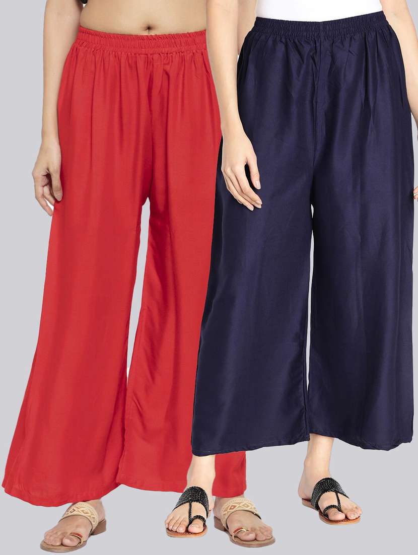 pack of 2 solid flared palazzo