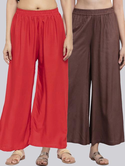 pack of 2 solid flared palazzo - 18520494 -  Standard Image - 0