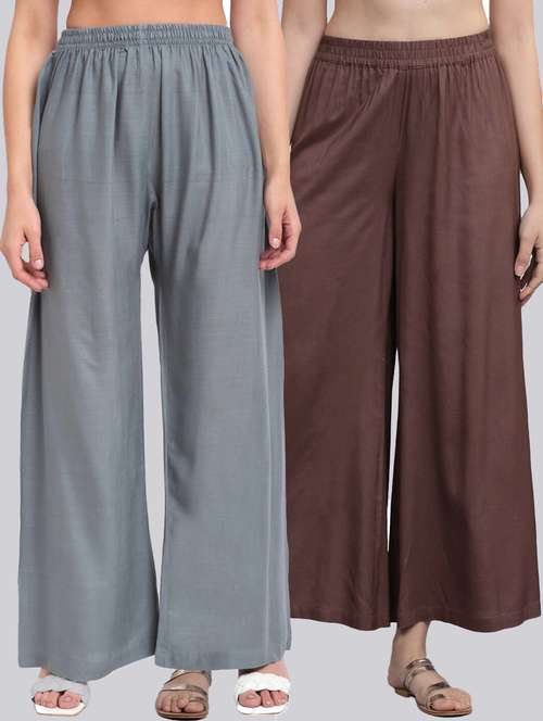 pack of 2 solid flared palazzo - 18520504 - Standard Image - 0