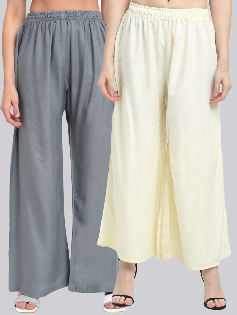 pack of solid flared palazzo