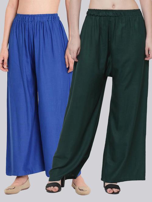 pack of 2 solid flared palazzo - 18520536 -  Standard Image - 0