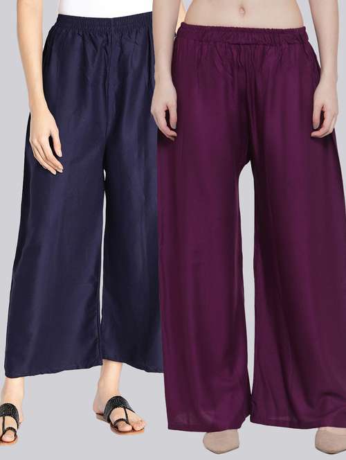 pack of 2 solid flared palazzo - 18520543 - Standard Image - 0