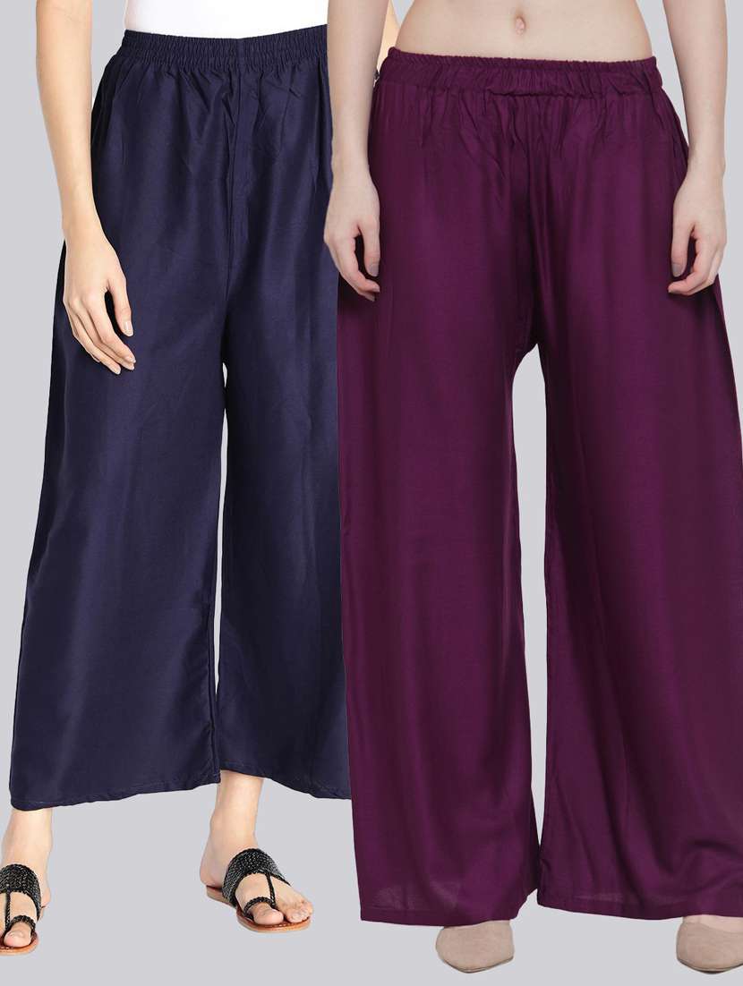 pack of 2 solid flared palazzo - 18520543 - Zoom Image - 0