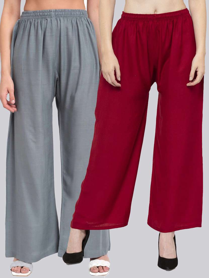 pack of 2 solid flared palazzo