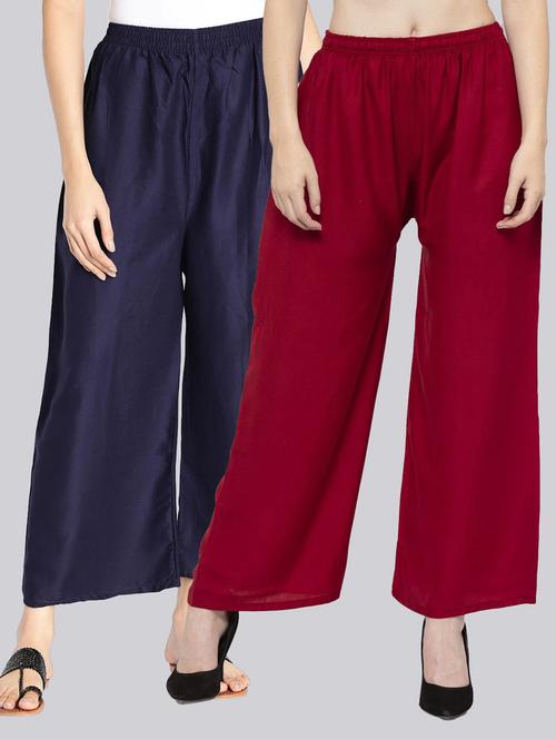 pack of 2 solid flared palazzo - 18520547 - Standard Image - 0