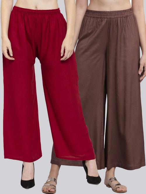 pack of 2 solid flared palazzo - 18520550 -  Standard Image - 0