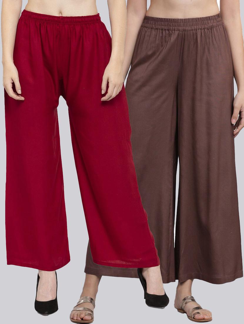 pack of 2 solid flared palazzo - 18520550 -  Zoom Image - 0