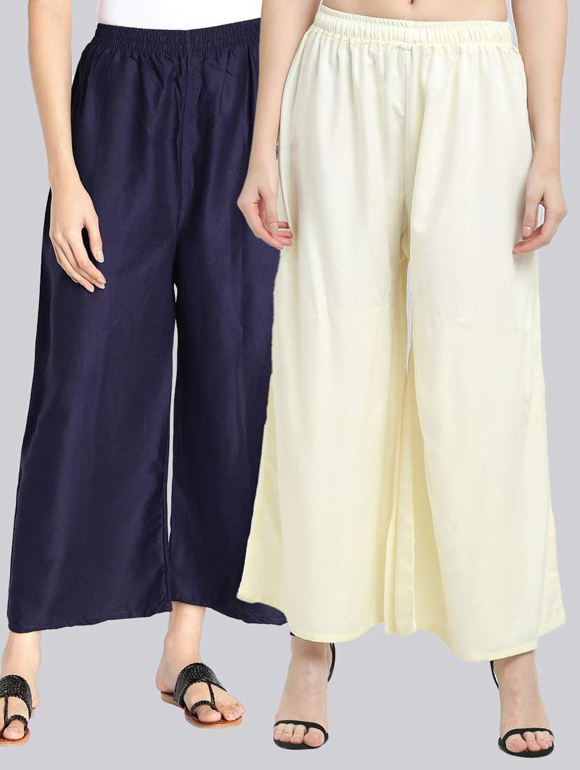 pack of solid flared palazzo