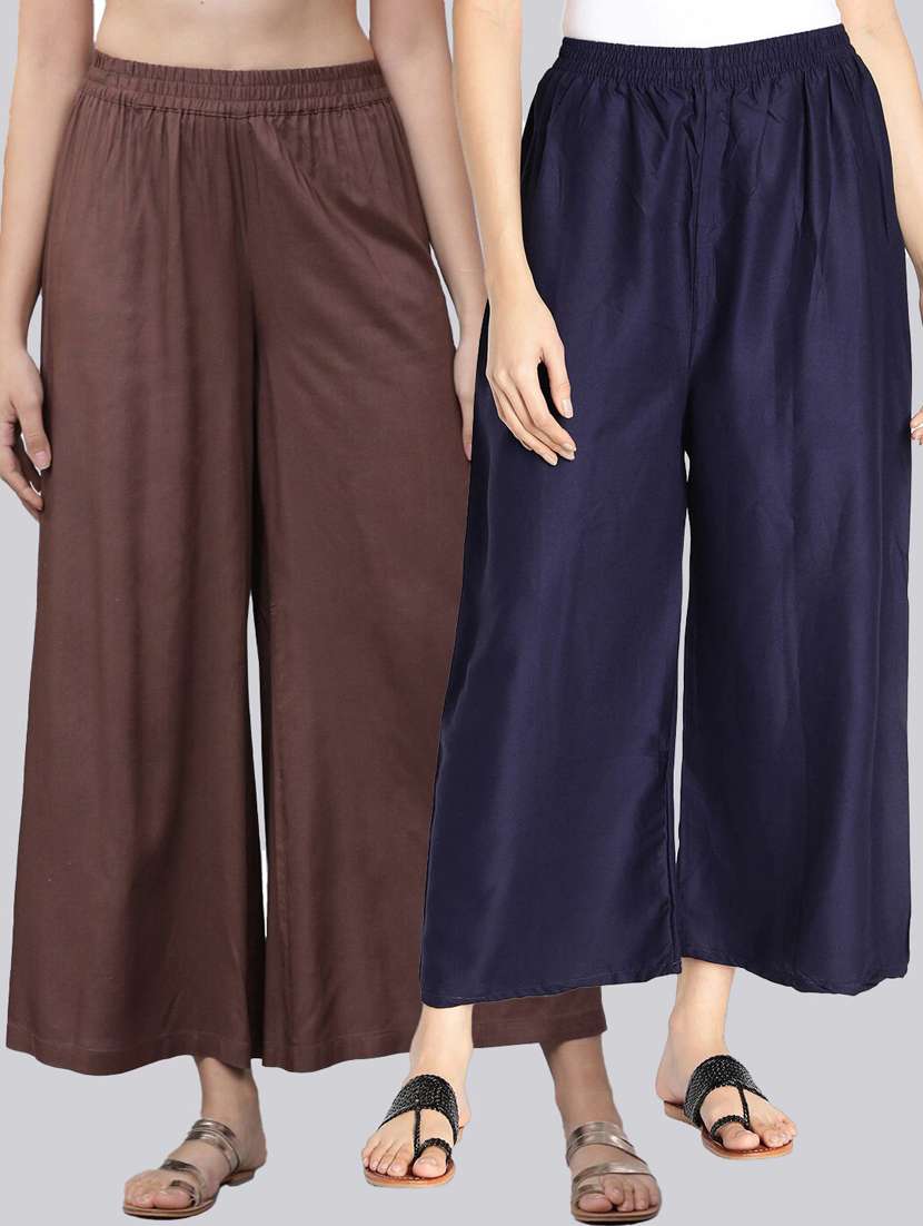 pack of 2 solid flared palazzo