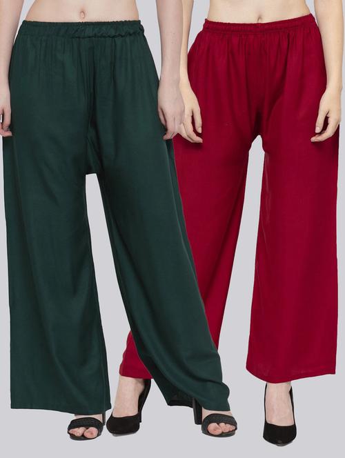 pack of 2 solid flared palazzo - 18520562 - Standard Image - 0