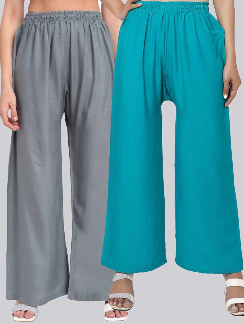 pack of 2 solid flared palazzo
