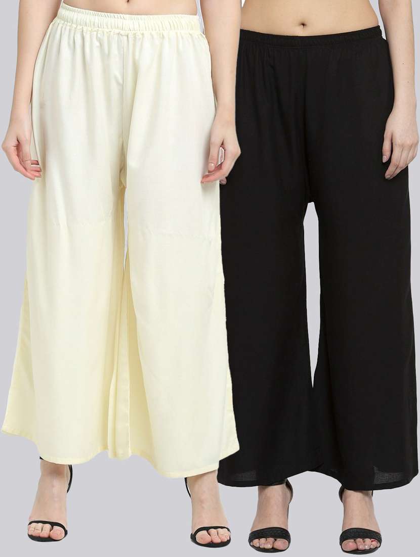 pack of solid flared palazzo