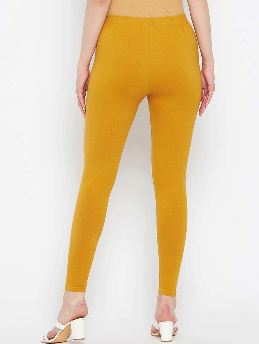 mustard solid full length leggings - 18520607 -  Standard Image - 2