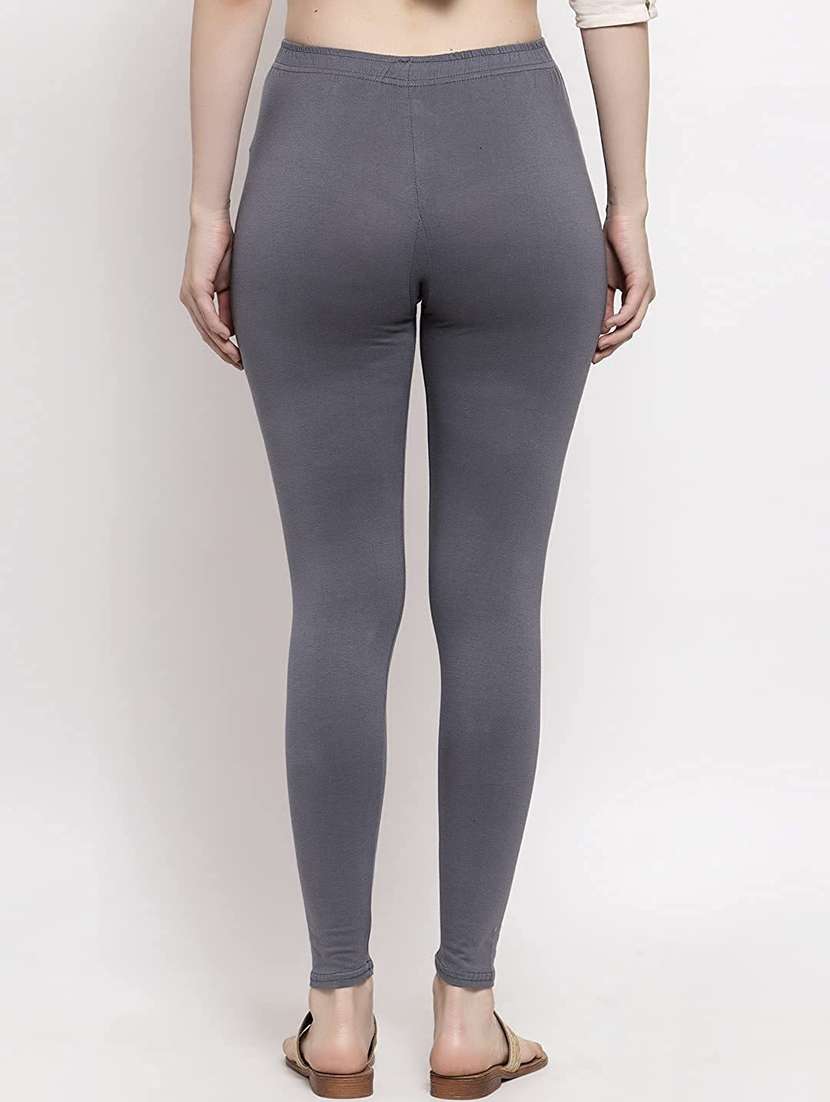 grey solid full length leggings - 18520609 -  Standard Image - 2
