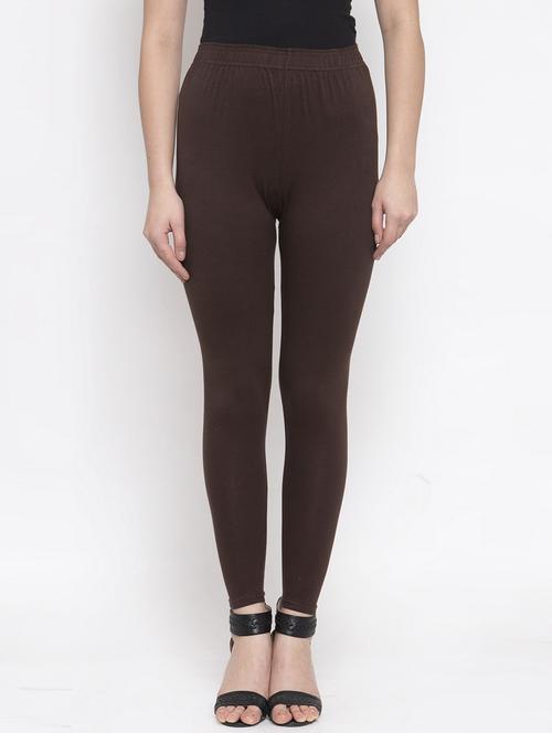 brown solid full length legging - 18520618 - Standard Image - 0